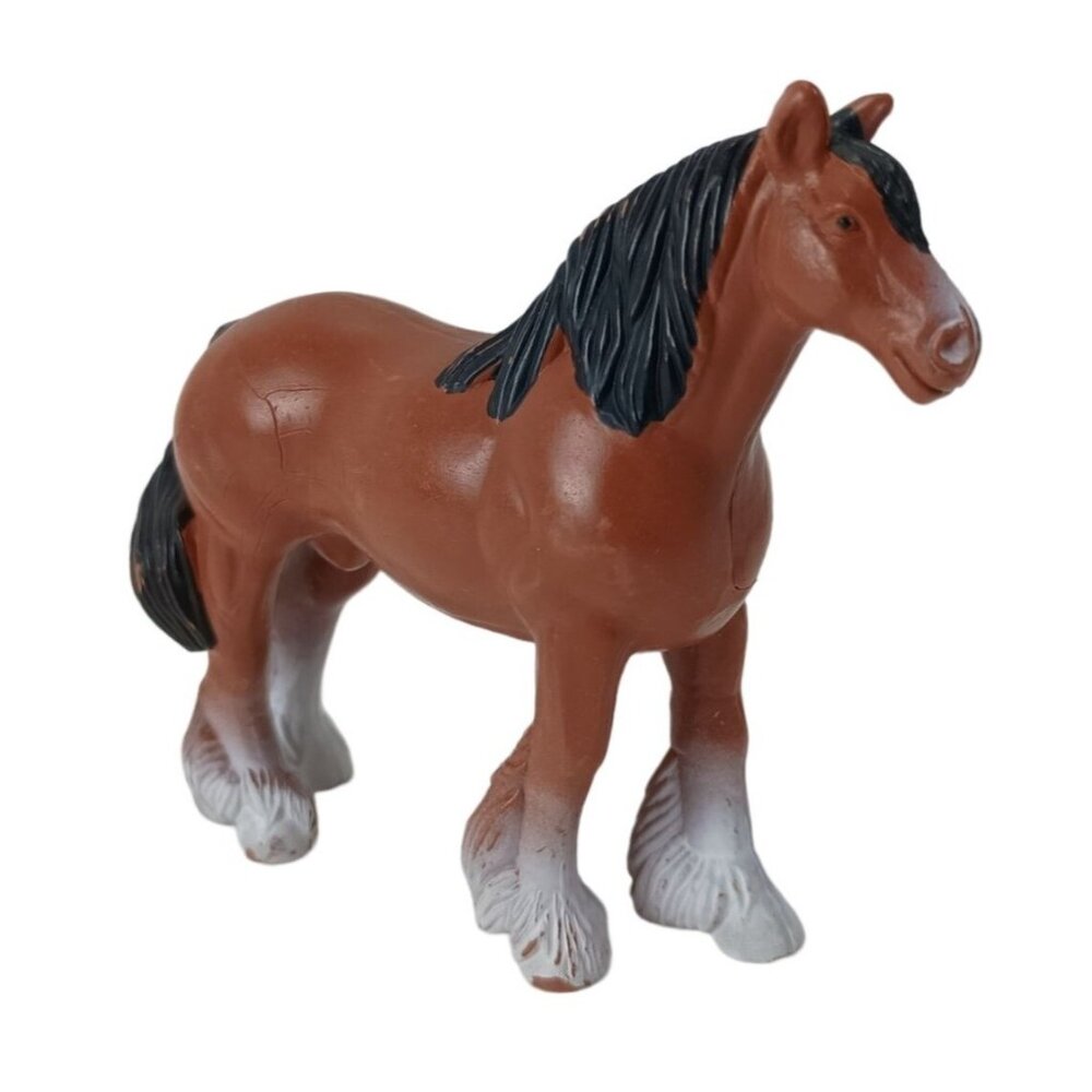 Funrise Toys Clydesdale 1988 Collectible Hard Rubber Brown Horse Figure Vtg.